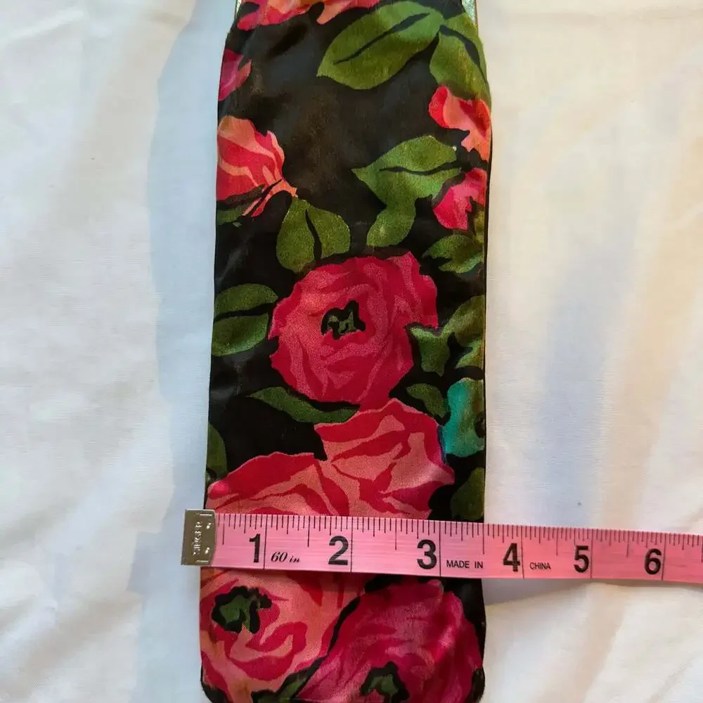 Vintage Celebrity Inc. New York Floral Satin Cosmetic Clutch